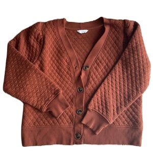 Time and Tru M burnt cinnamon spice quilted button down puff sleeve cardigan